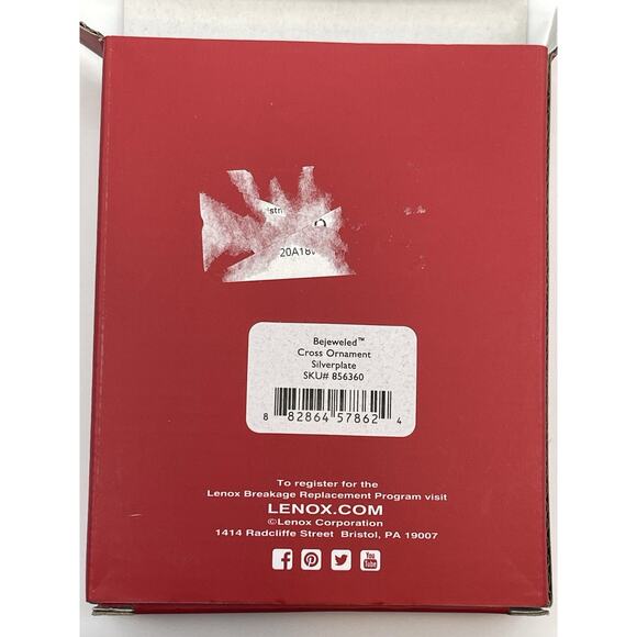 Lenox Silverplate Bejeweled Cross Christmas Ornament Keepsake NIB 856360 - Picture 5 of 5